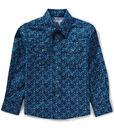 Wrangler Big Boys Long Sleeve Paisley Printed Woven Shirt