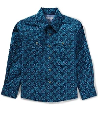 Wrangler Big Boys Long Sleeve Paisley Printed Woven Shirt