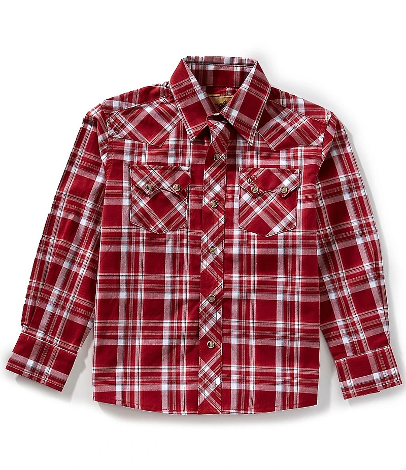 Wrangler® Big Boys Long Sleeve Medium Retro Plaid Shirt