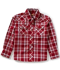 Wrangler® Big Boys Long Sleeve Medium Retro Plaid Shirt