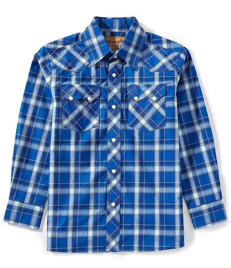 Wrangler® Big Boys Long Sleeve 20X Plaid Printed Woven Shirt