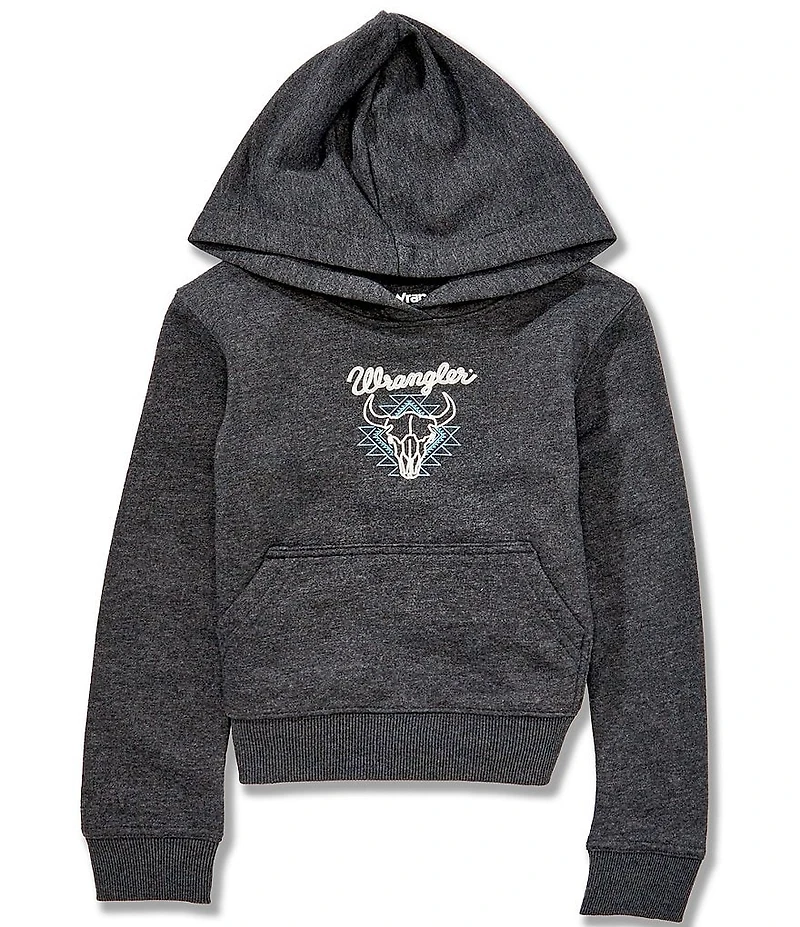 Wrangler® Big Boys Long Sleeve Cow Skull Pullover Hoodie