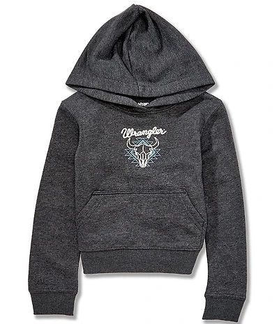 Wrangler® Big Boys Long Sleeve Cow Skull Pullover Hoodie