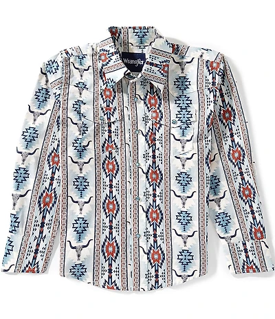 Wrangler® Big Boys Long-Sleeve Printed Western Shirt