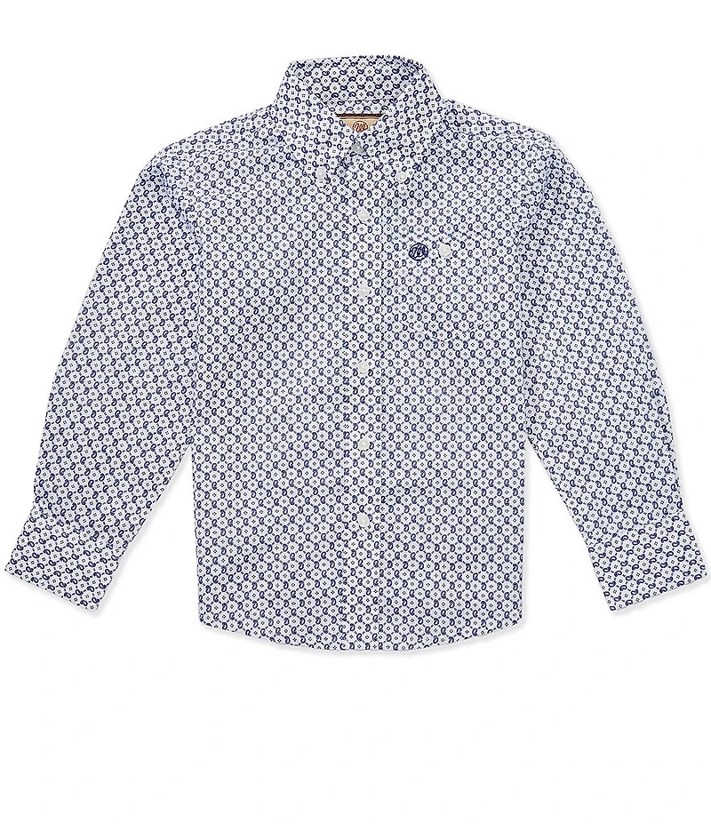 Wrangler® Big Boys Long-Sleeve Rope-Printed Woven Western Shirt