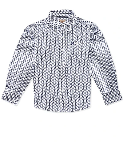 Wrangler® Big Boys Long-Sleeve Rope-Printed Woven Western Shirt