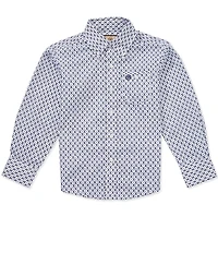 Wrangler® Big Boys Long-Sleeve Rope-Printed Woven Western Shirt