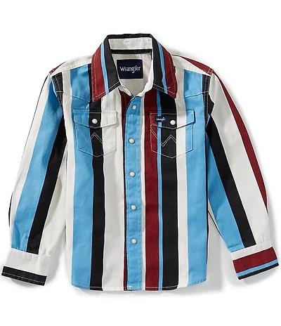 Wrangler® Big Boys Long-Sleeve Striped Woven Shirt