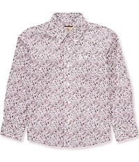 Wrangler® Big Boys Long Sleeve Wine Paisley Woven Classic Shirt