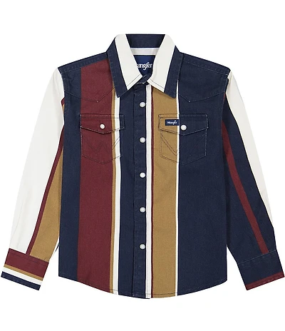 Wrangler® Big Boys Stripe Woven Western Shirt