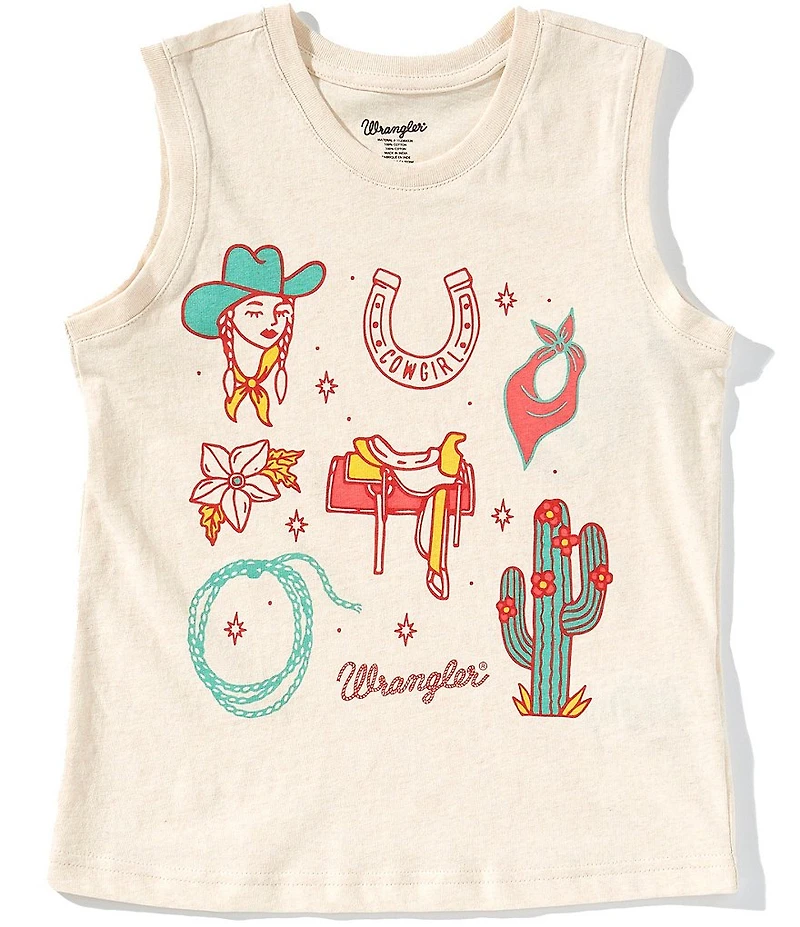 Wrangler® Big Girls Sleeveless Rodeo-Inspired Tank Top