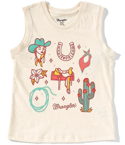 Wrangler® Big Girls Sleeveless Rodeo-Inspired Tank Top
