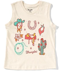 Wrangler® Big Girls Sleeveless Rodeo-Inspired Tank Top