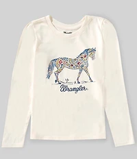 Wrangler® Big Girls Long-Sleeve Horse Graphic T-Shirt
