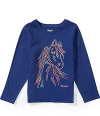 Wrangler® Big Girls Long-Sleeve Horse Head T-Shirt