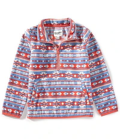 Wrangler® Big Girls Long-Sleeve Printed Faux-Sherpa Pullover