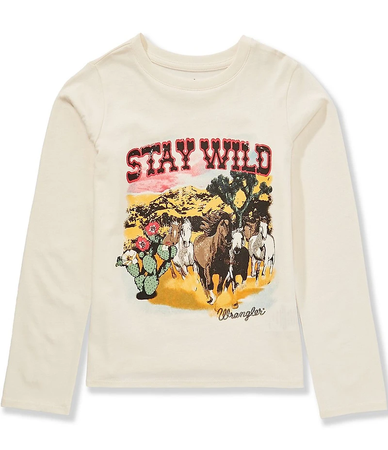 Wrangler® Big Girls Long-Sleeve Stay Wild T-Shirt