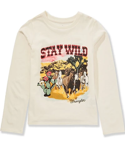 Wrangler® Big Girls Long-Sleeve Stay Wild T-Shirt