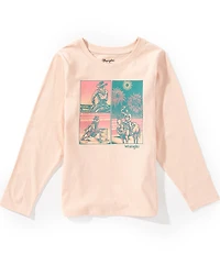 Wrangler® Big Girls Long-Sleeve Western-Inspired Grid Graphic T-Shirt