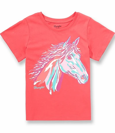 Wrangler® Big Girls Short-Sleeve Horse Graphic T-Shirt