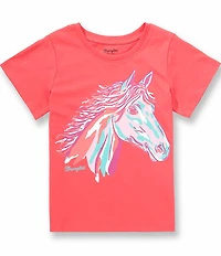 Wrangler® Big Girls Short-Sleeve Horse Graphic T-Shirt