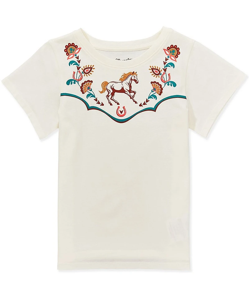 Wrangler® Big Girls Short Sleeve Horse & Floral Motif T-Shirt