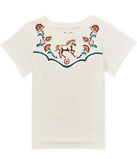 Wrangler® Big Girls Short Sleeve Horse & Floral Motif T-Shirt