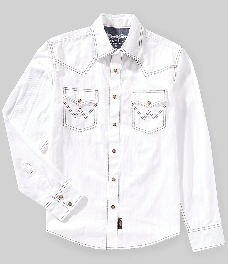 Wrangler® Retro® Long Sleeve Western Snap Solid Dobby Shirt