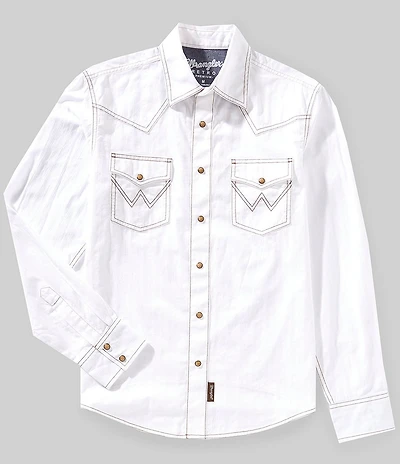 Wrangler® Retro® Long Sleeve Western Snap Solid Dobby Shirt