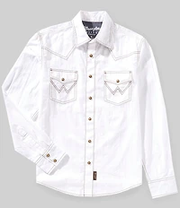 Wrangler® Retro® Long Sleeve Western Snap Solid Dobby Shirt