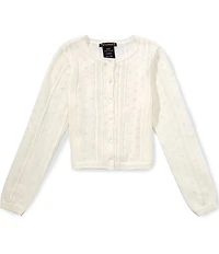 Xtraordinary Big Girls Long Sleeve Button Front Knit Pointelle Cardigan
