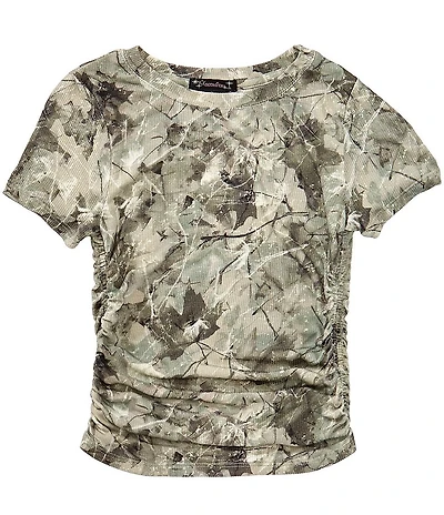 Xtraordinary Big Girls Short Sleeve Camouflage Cinched T-Shirt