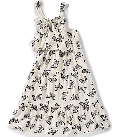 Xtraordinary Big Girls Sleeveless Butterfly-Printed Linen-Blend Tank Top & Matching Maxi Skirt Set