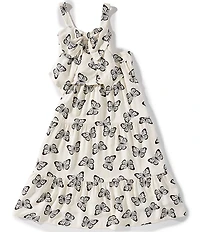 Xtraordinary Big Girls Sleeveless Butterfly-Printed Linen-Blend Tank Top & Matching Maxi Skirt Set