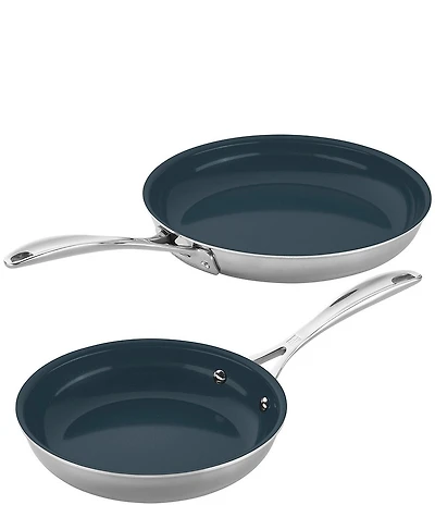 Zwilling Clad CFX 2-pc Stainless Steel Ceramic Nonstick Fry Pan Set