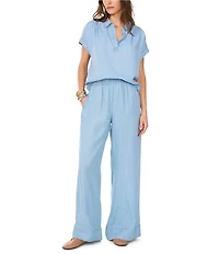 1. STATE Chambray Wide-Leg Pull-On Pants