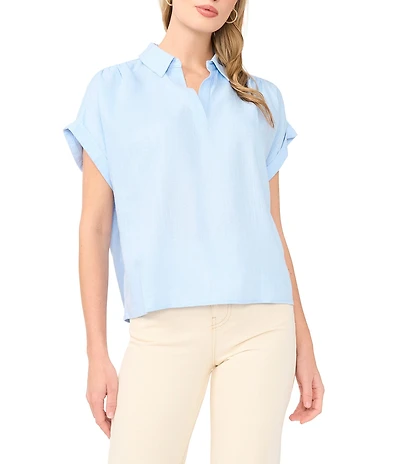 1. STATE Collar Neck Short Sleeve Top