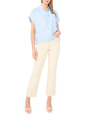 1. STATE Collar Neck Short Sleeve Top