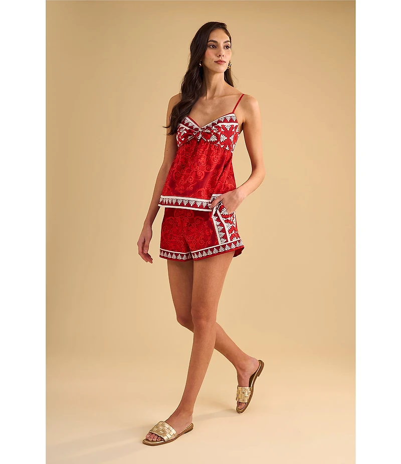 1. STATE Coordinating Printed Drawstring High Waisted Shorts