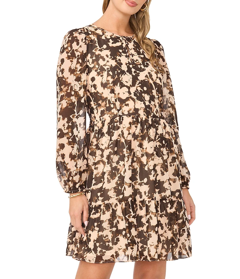 1. STATE Crew Neck Long Sleeve Tiered Dress