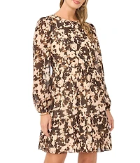 1. STATE Crew Neck Long Sleeve Tiered Dress