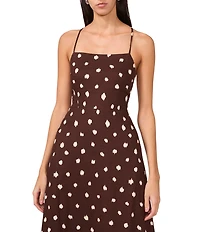 1. STATE Dotted Square Neckline Sleeveless Tie Back Maxi Dress