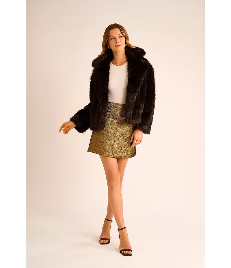 1. STATE Faux Fur Long Sleeve Open Front Coat