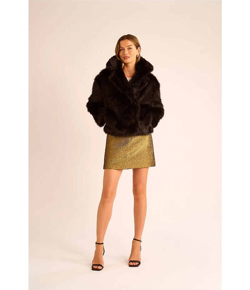 1. STATE Faux Fur Long Sleeve Open Front Coat