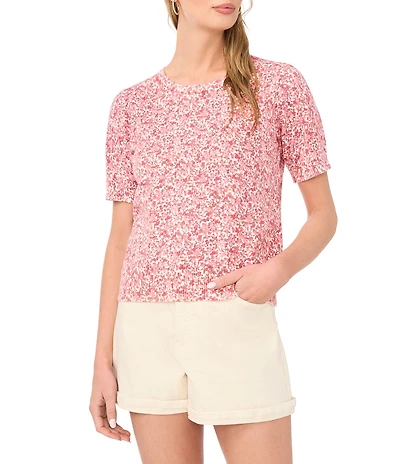 1. STATE Floral Print Crew Neck Short Sleeve Top