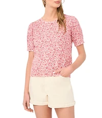 1. STATE Floral Print Crew Neck Short Sleeve Top