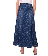 1. STATE Floral Print Denim Seamed Maxi Skirt