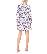 1. STATE Floral Print Smocked Neck Long Sleeve Mini Dress