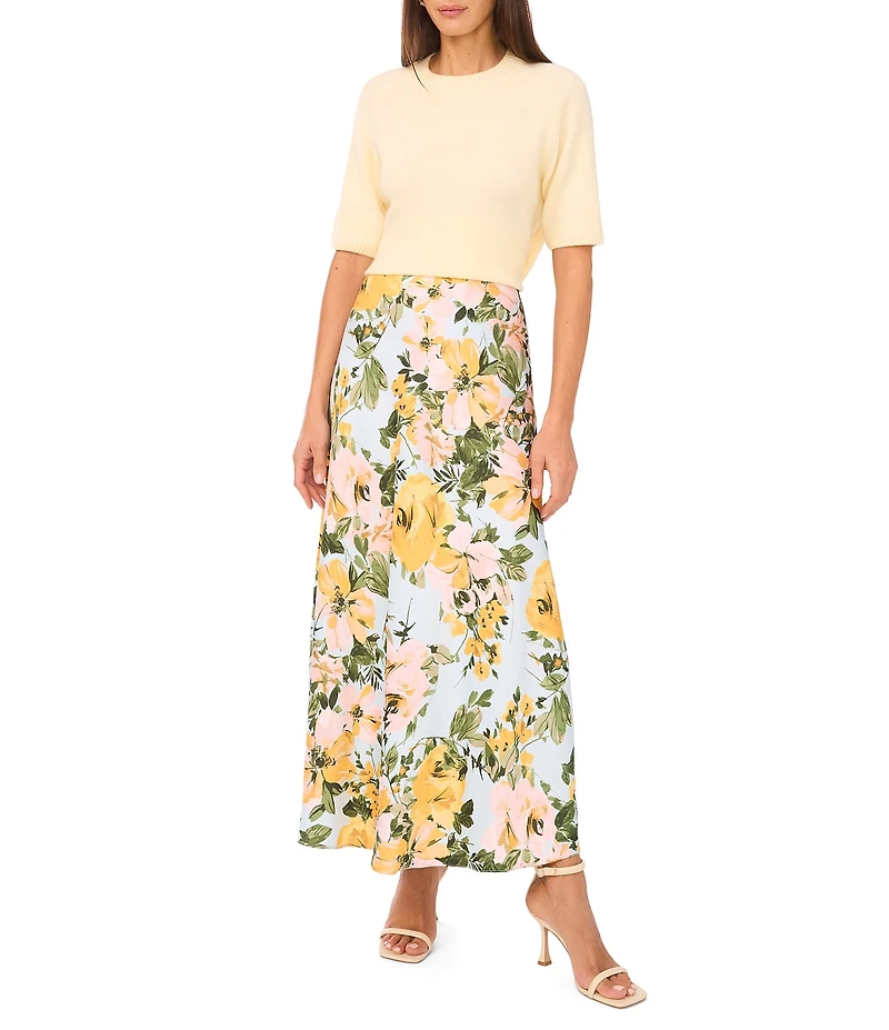 1. STATE Floral Satin Maxi A-Line Skirt