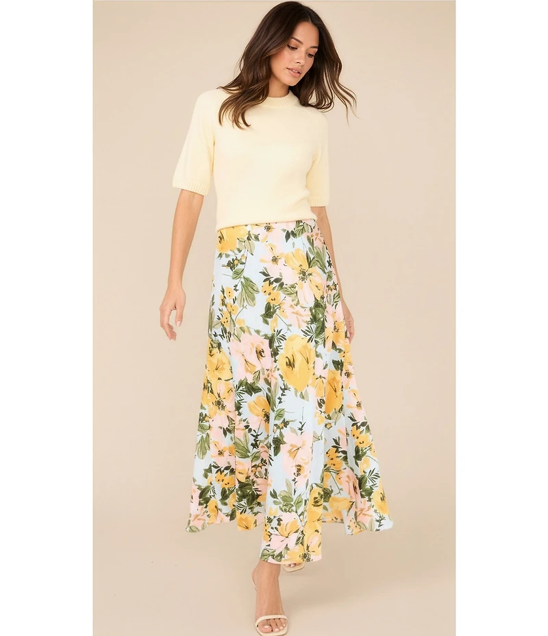 1. STATE Floral Satin Maxi A-Line Skirt
